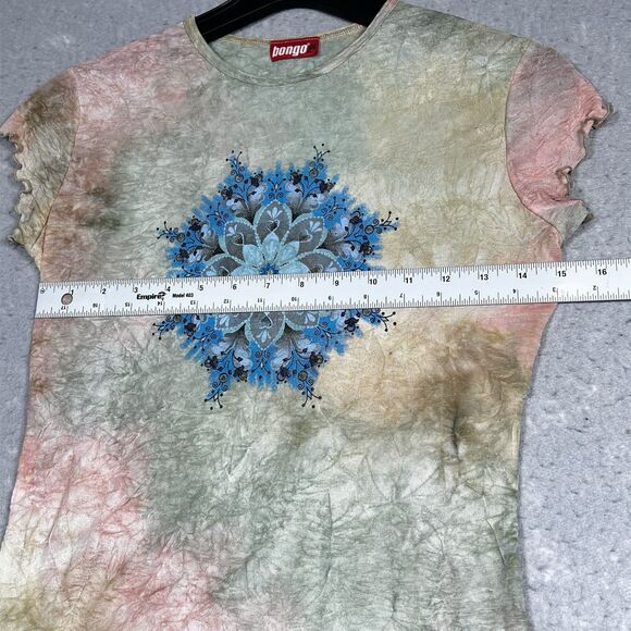 Y2k Bongo Shirt Size M Green Sheer Dark Grunge Fairy Witchy Artsy Whimsigoth - Picture 6 of 11